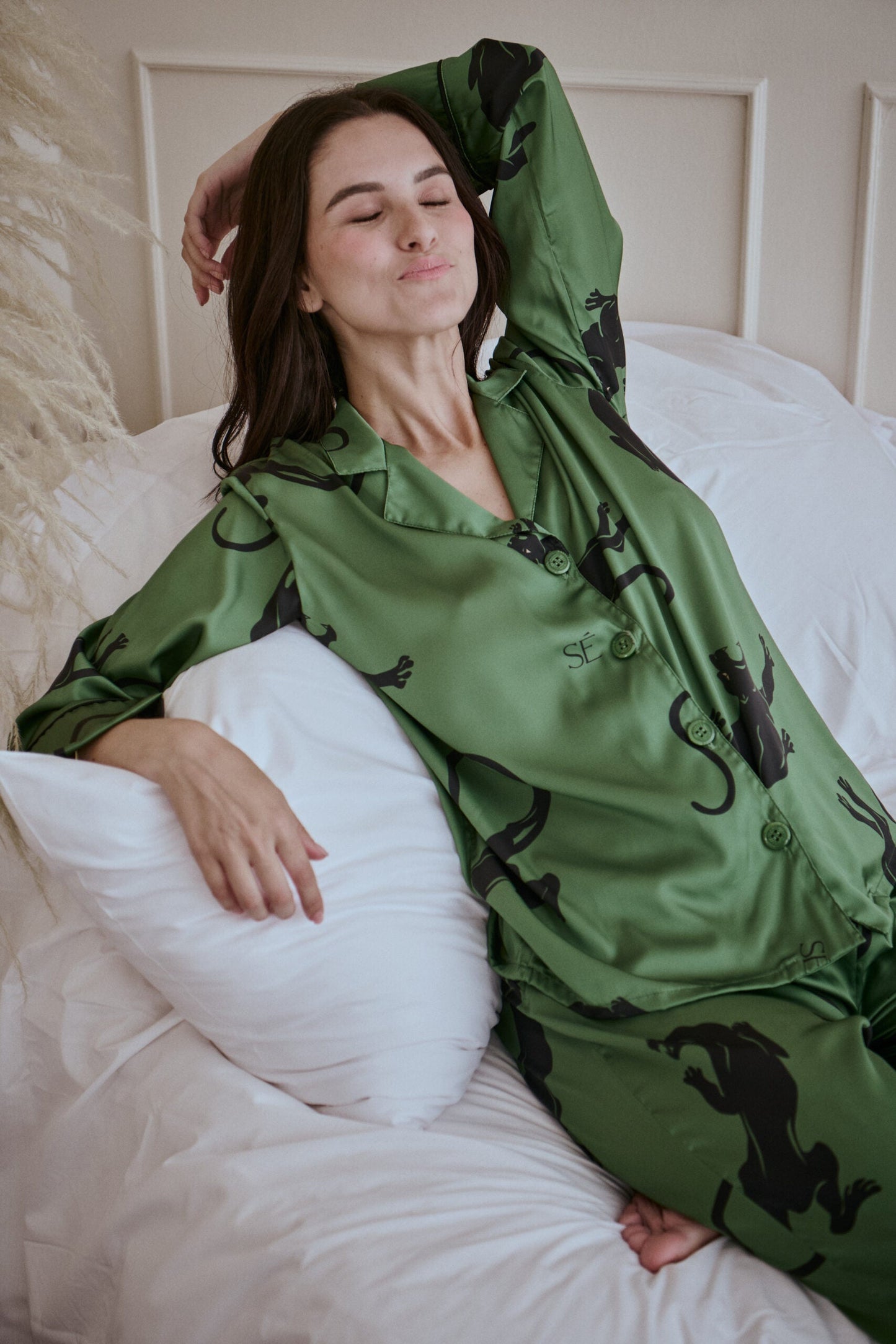 Washable Silk Pajama Set - Panther Green