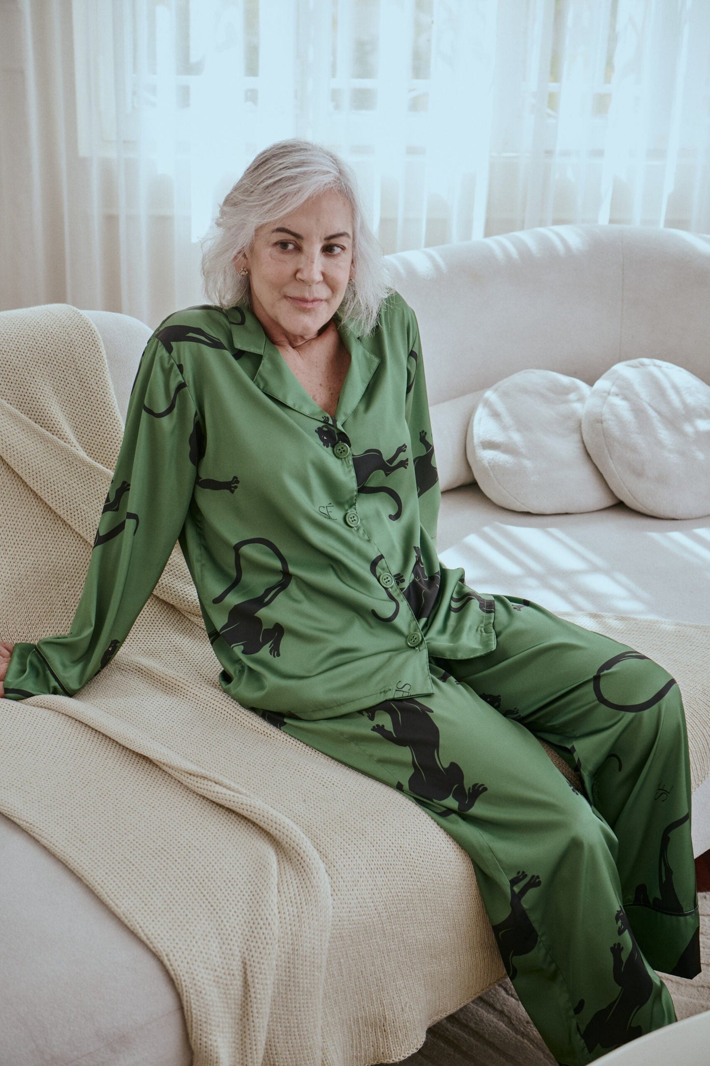 Washable Silk Pajama Set - Panther Green