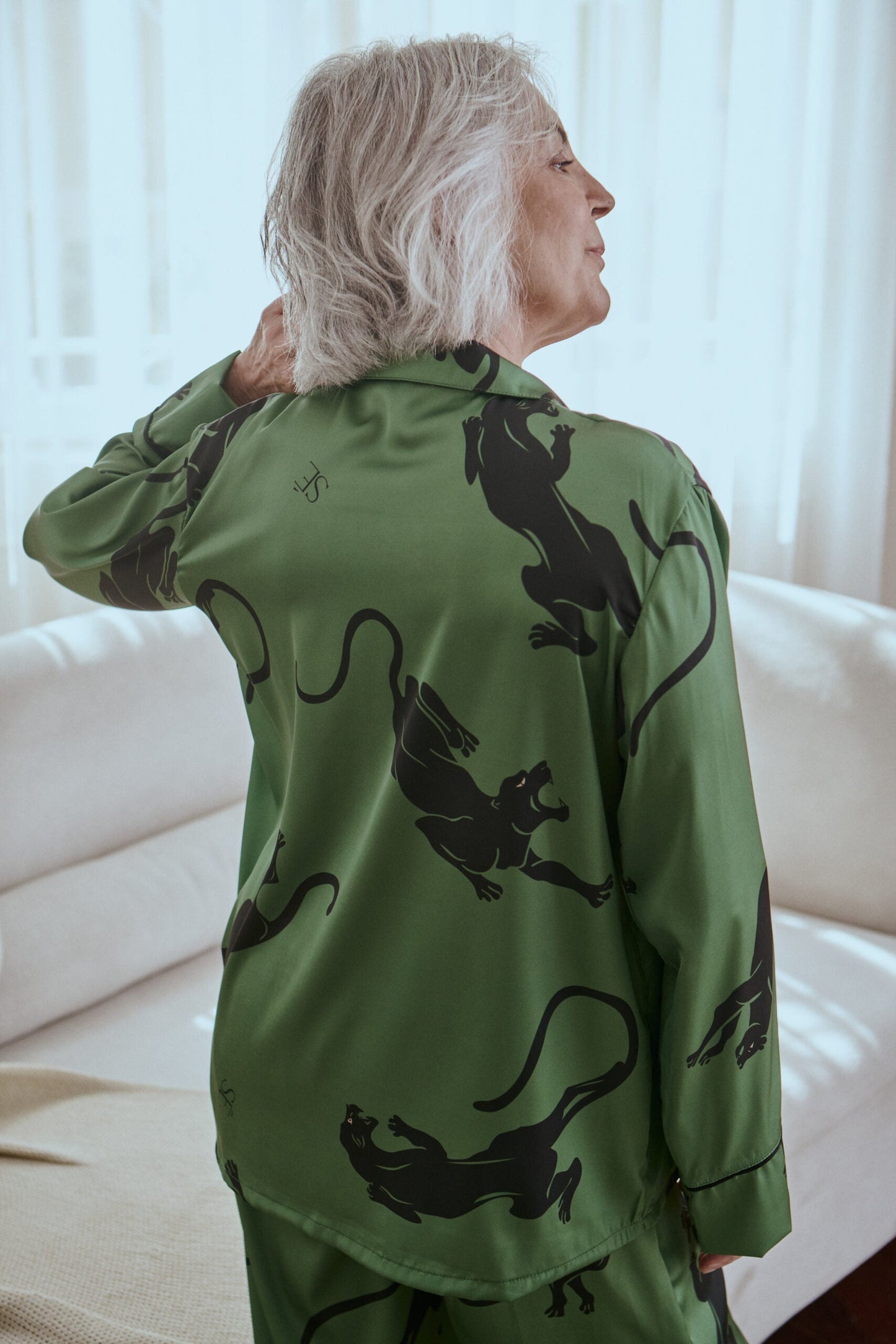 Washable Silk Pajama Set - Panther Green