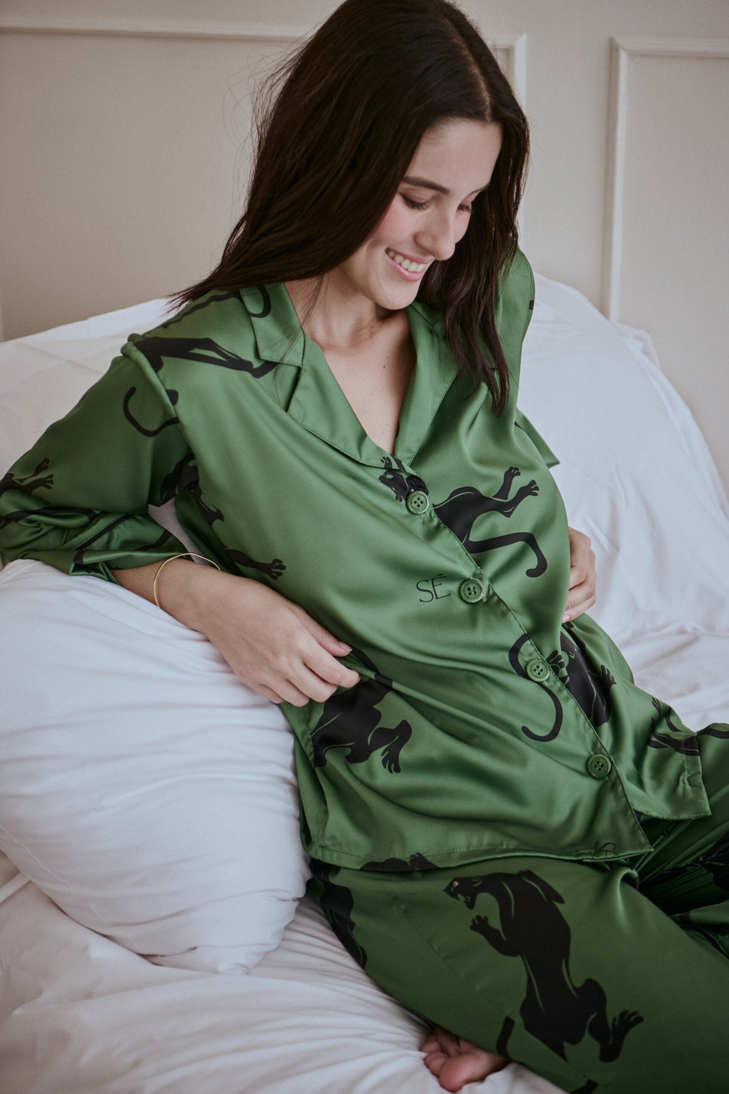Washable Silk Pajama Set - Panther Green