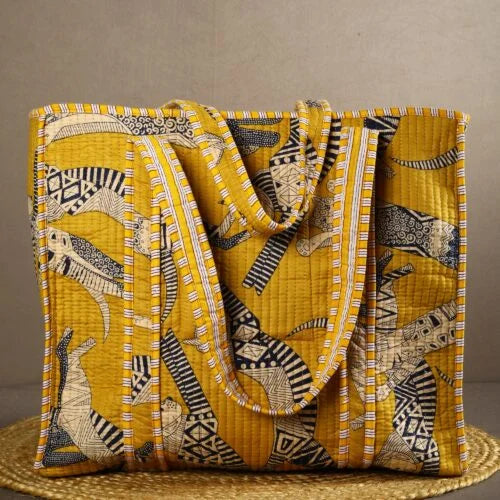 Cozy Cat Nap Yellow Cotton Tote Bag