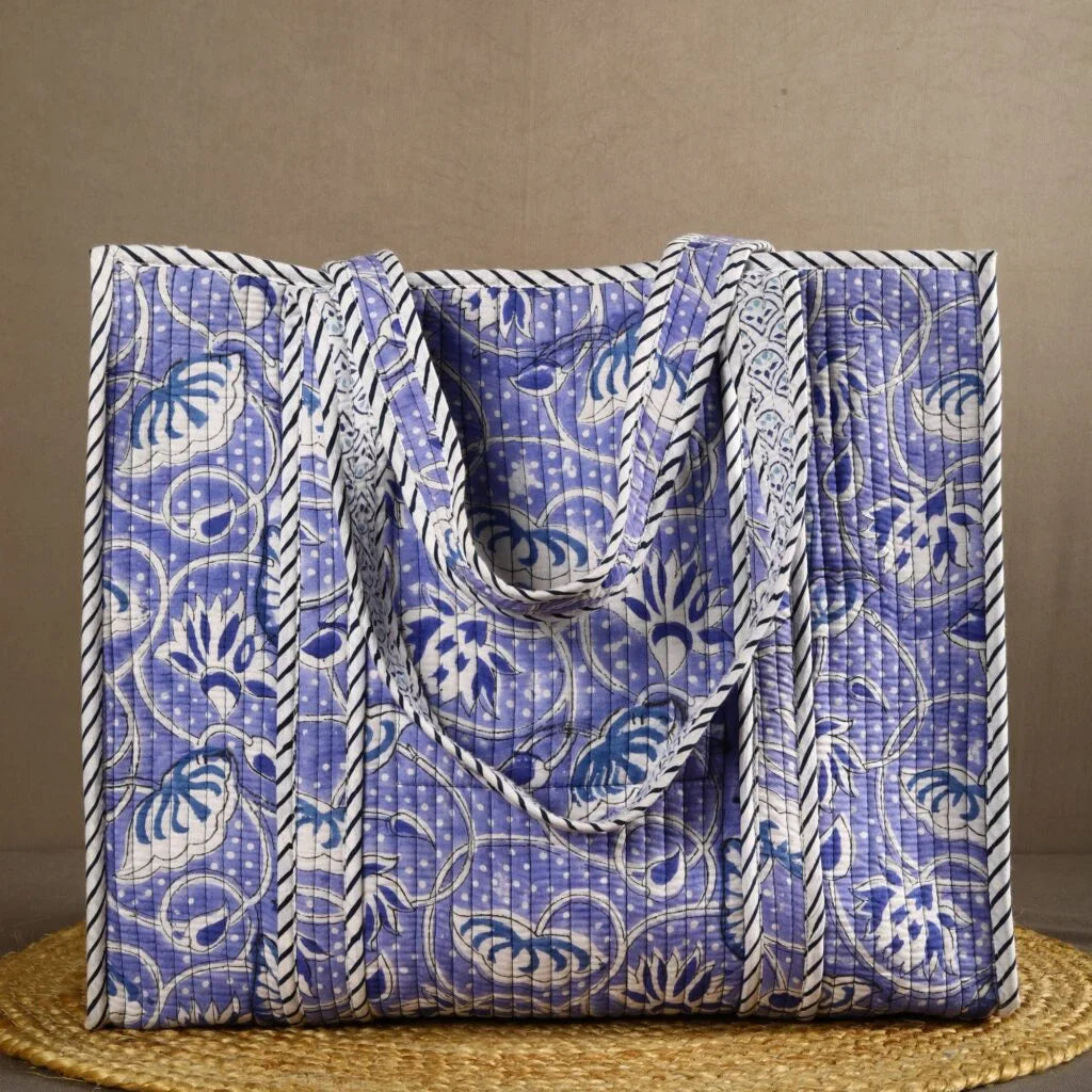 Blue Lotus Cotton Tote Bag