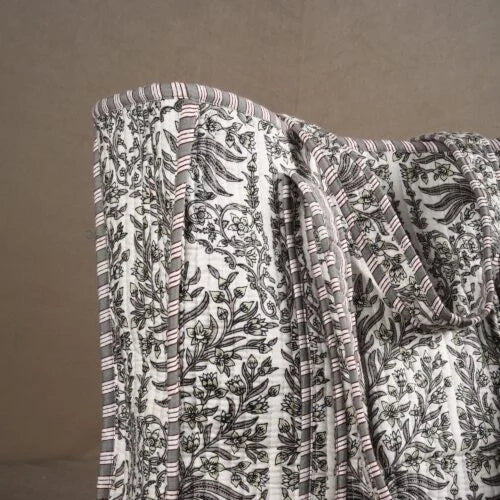 Grey Floral Jungle Cotton Tote Bag