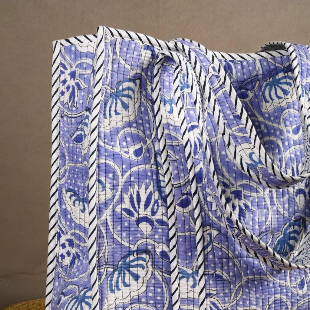 Blue Lotus Cotton Tote Bag