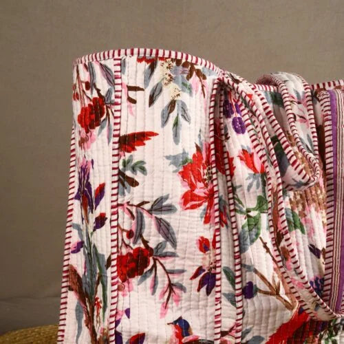 White Bird Cotton Tote Bag