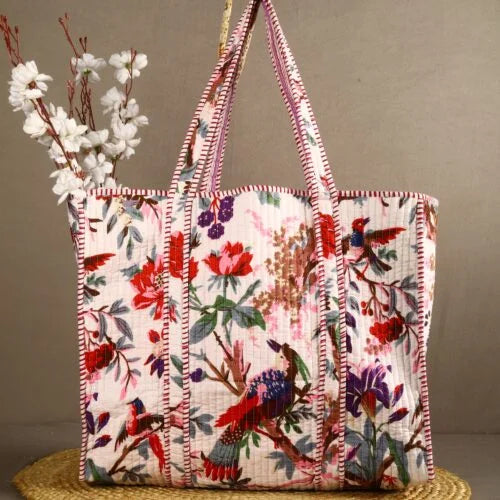 White Bird Cotton Tote Bag