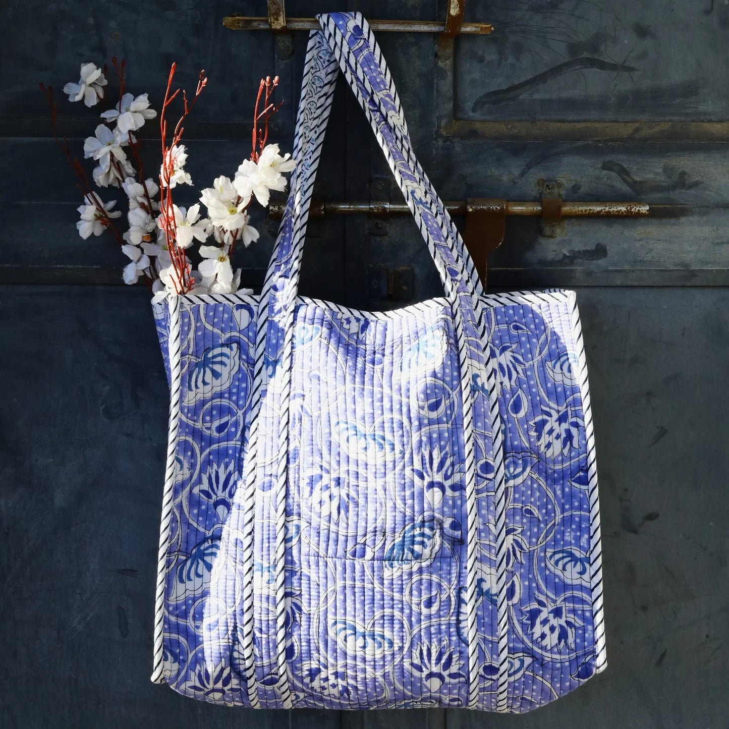 Blue Lotus Cotton Tote Bag