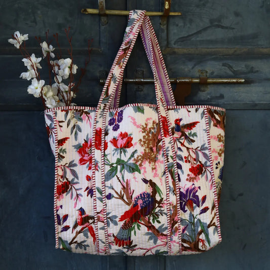 White Bird Cotton Tote Bag