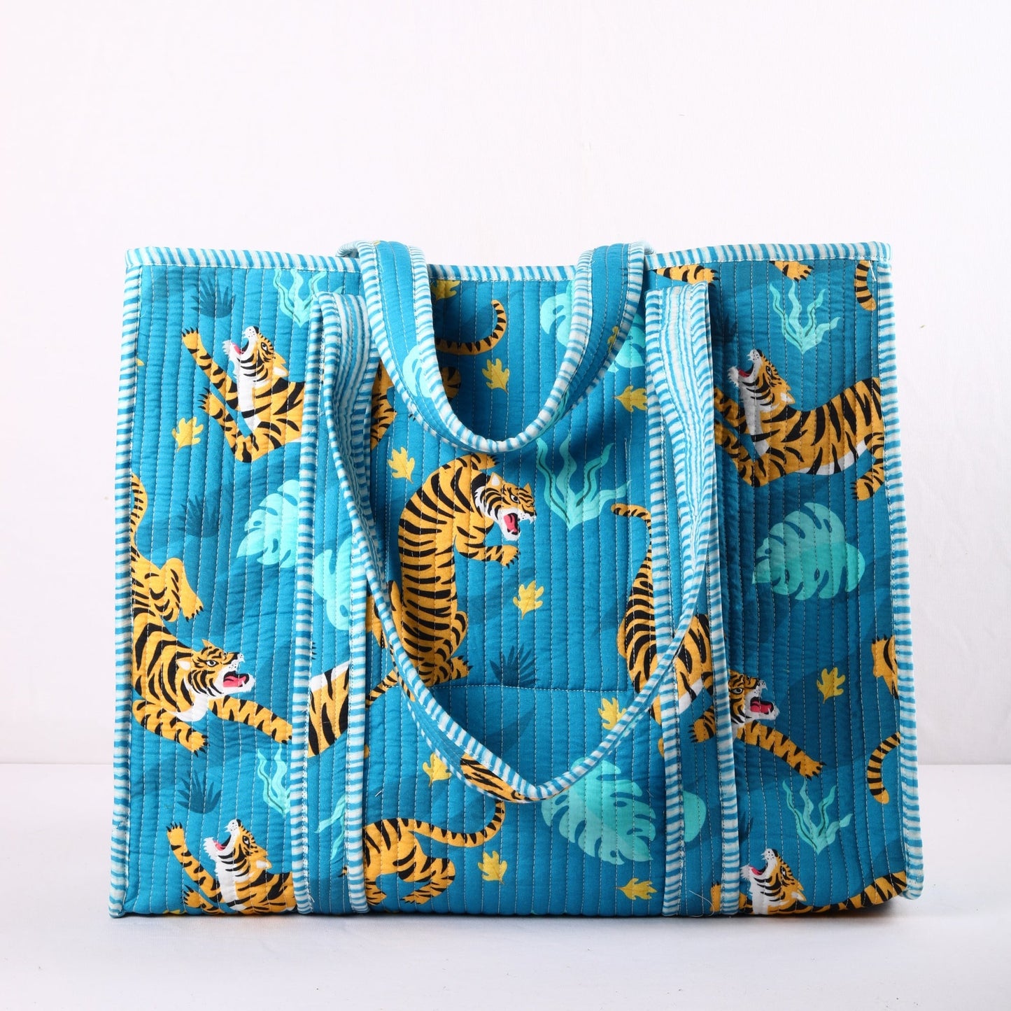 Blue Tiger Cotton Tote Bag