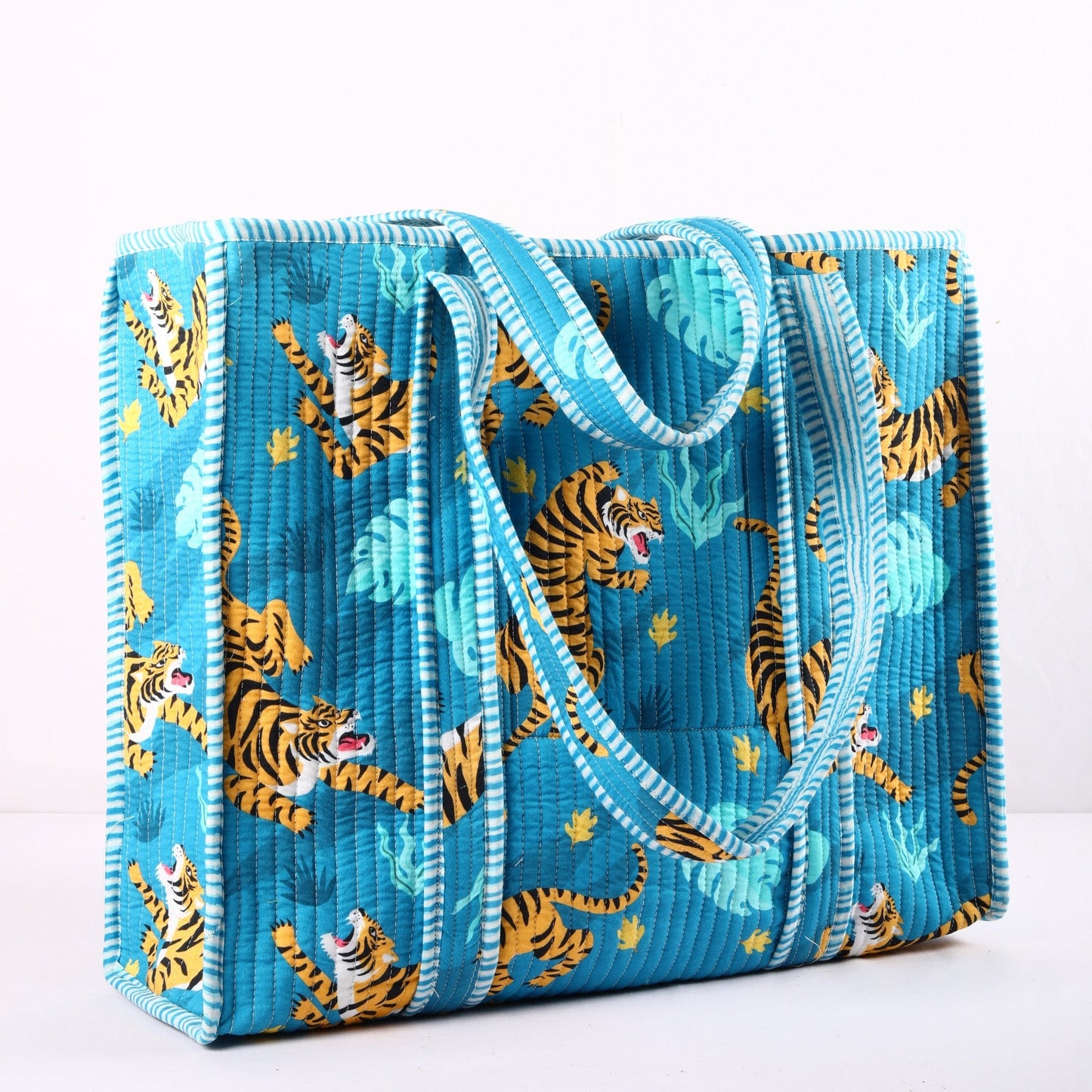 Blue Tiger Cotton Tote Bag