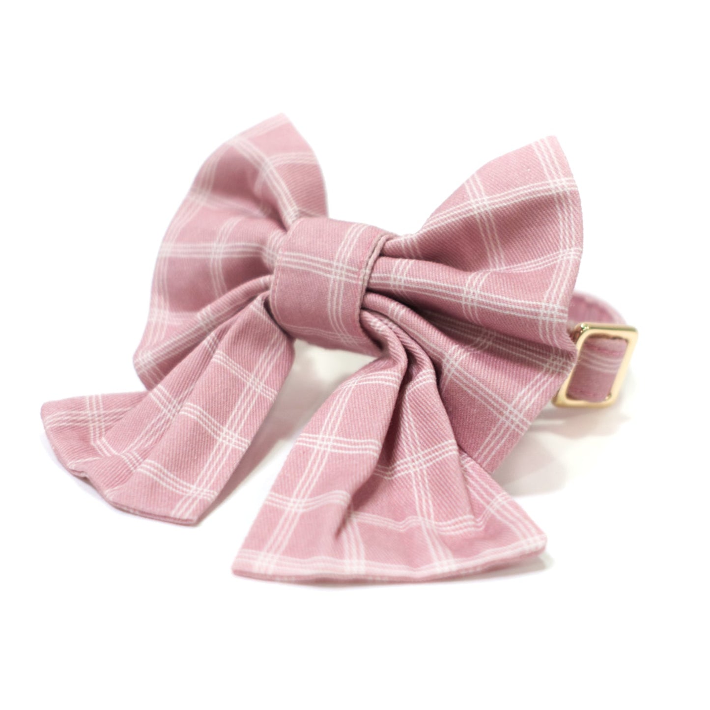 Rose Blossom Windowpane Classic Dog Collar + Sailor Bow