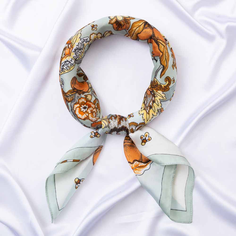 Botanical Tree and Fruit Print Square Bandana Scarf