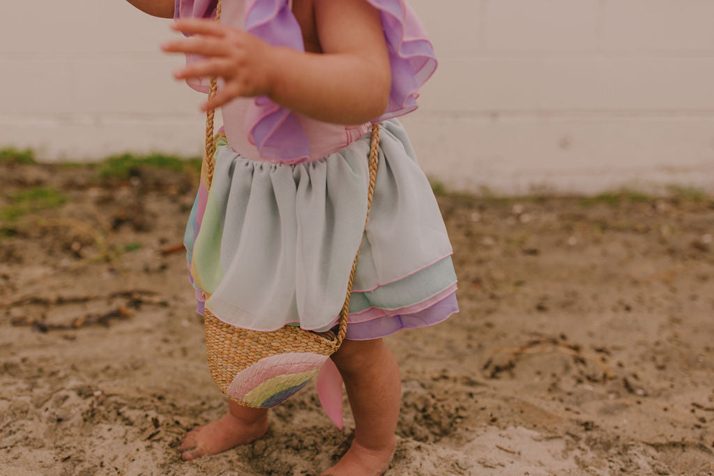 Kids Rainbow Earthtone tote - Leatherette strap