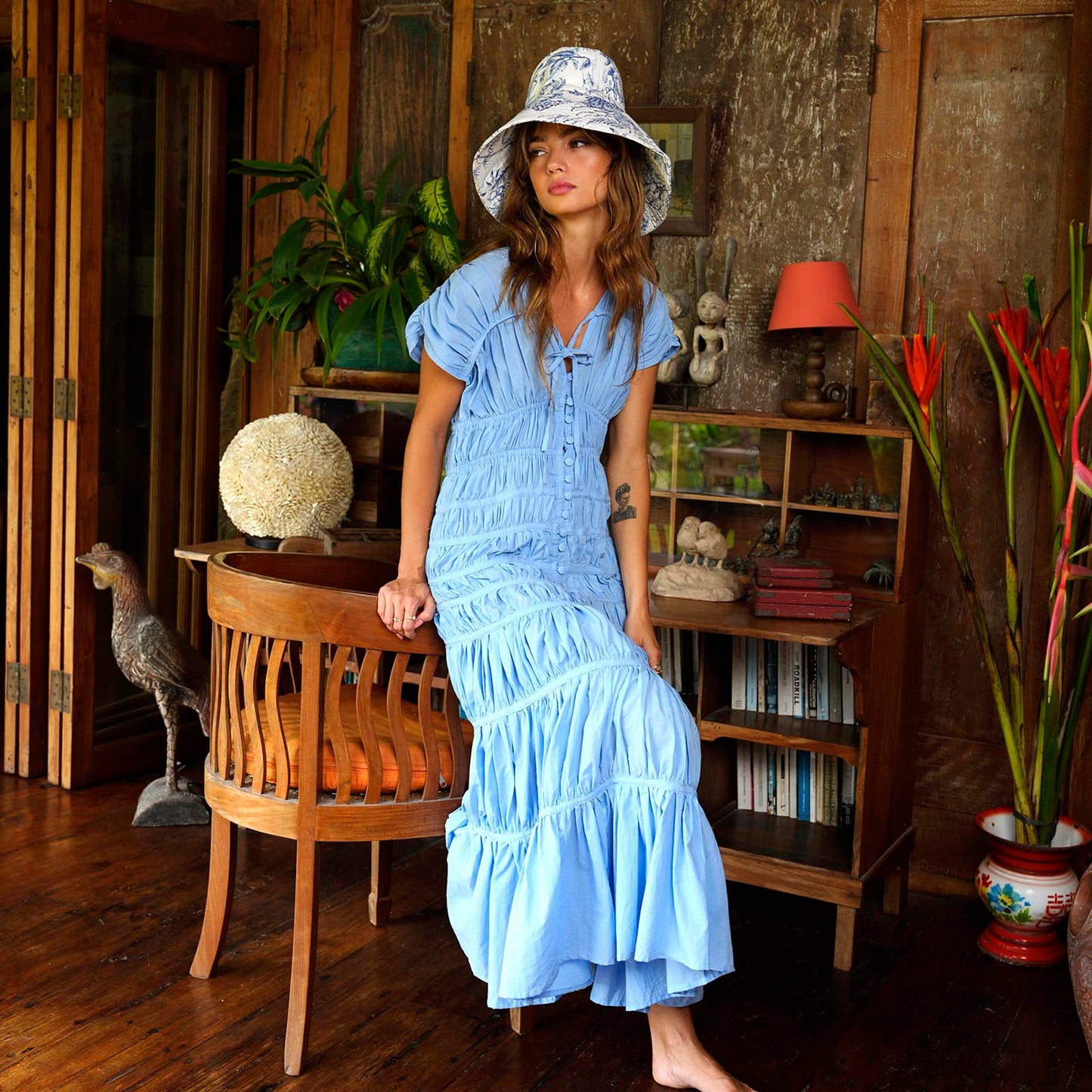SRIKANDI Ruffle Maxi Dress In Princess Blue