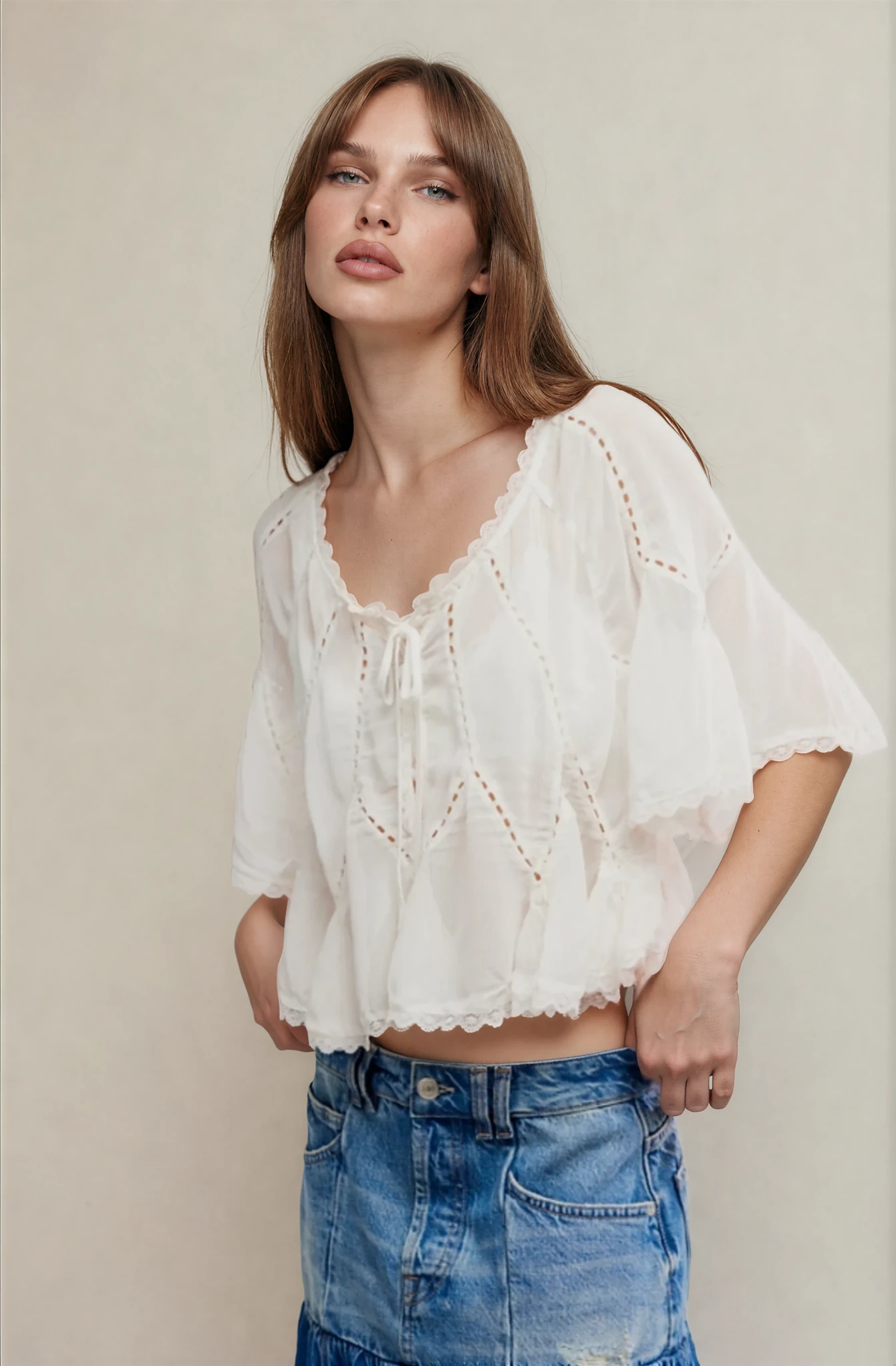 Michelle Blouse Clean Ivory