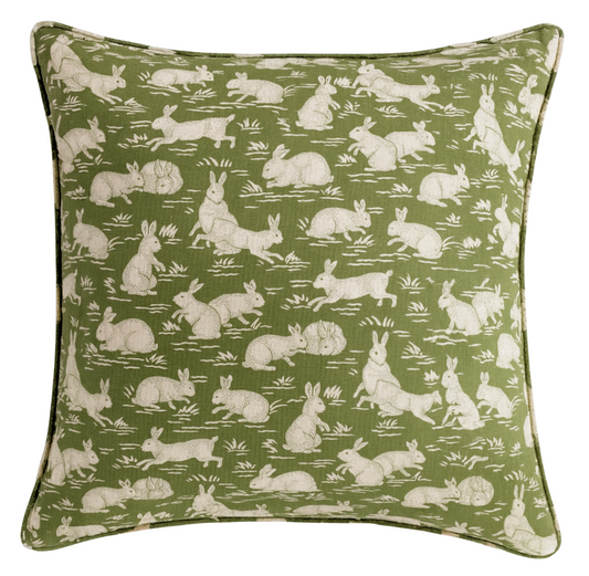 Cottontails Pillow Cover in Sage Green, Schumacher Textiles