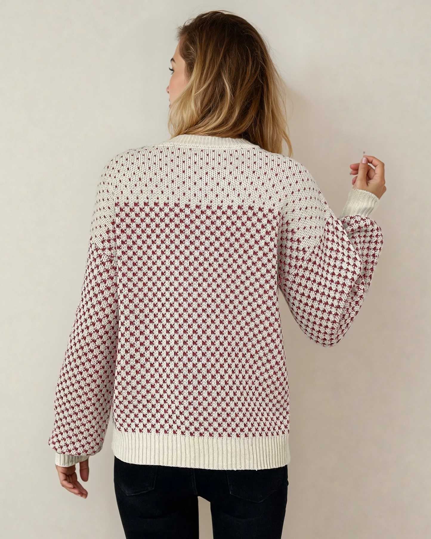 Judith Sleeve Knit Sweater - Red
