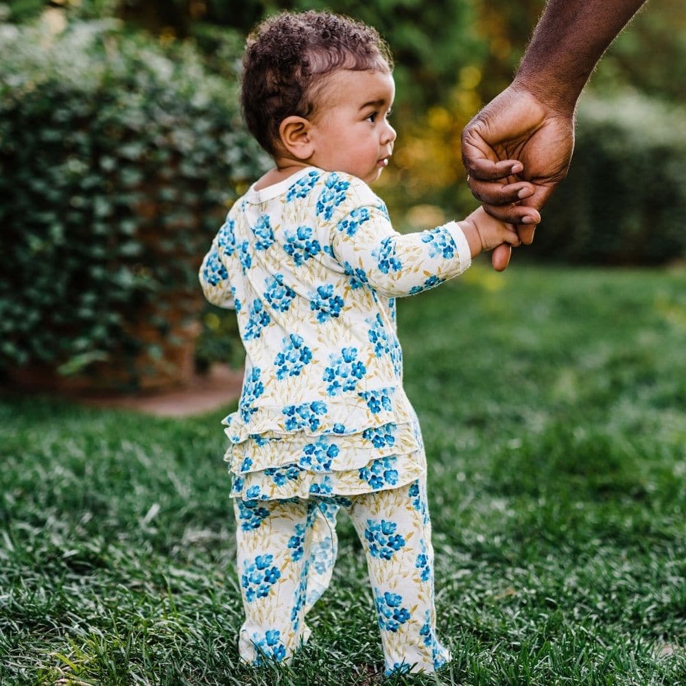 Valais Sheep Bamboo Ruffle Zipper Footed Romper