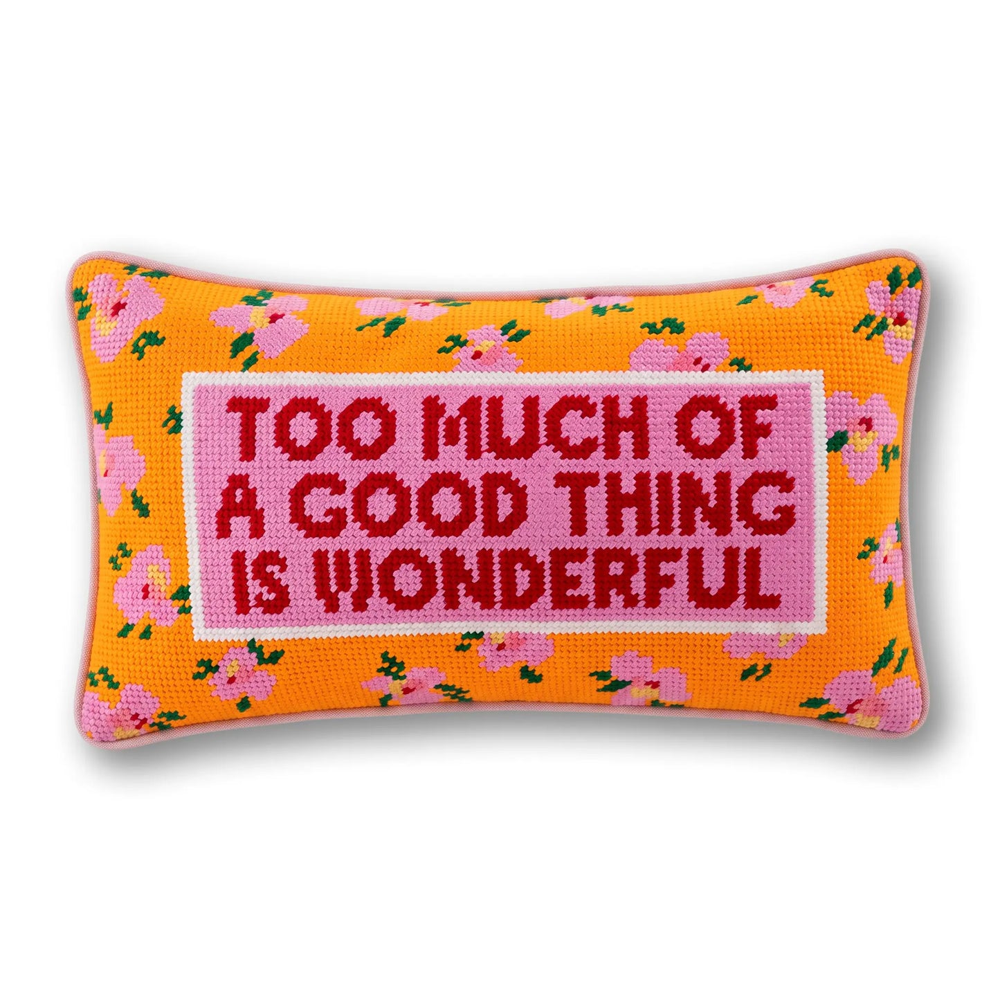 Too Much Needlepoint Pillow