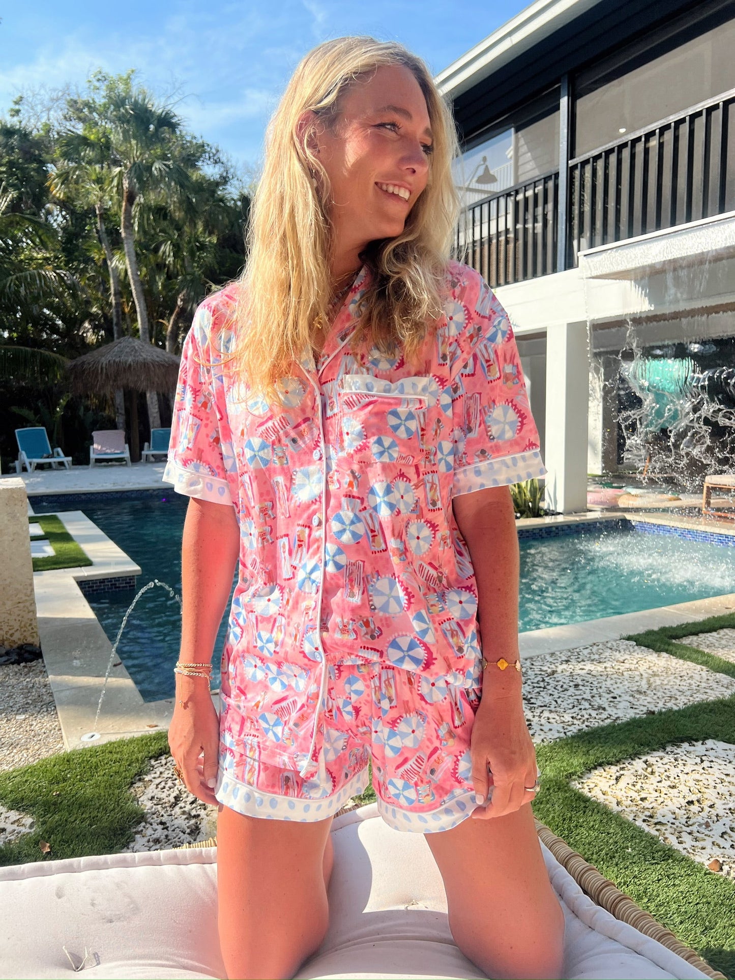 Pink Beach - Short Sleeve Pajama Set