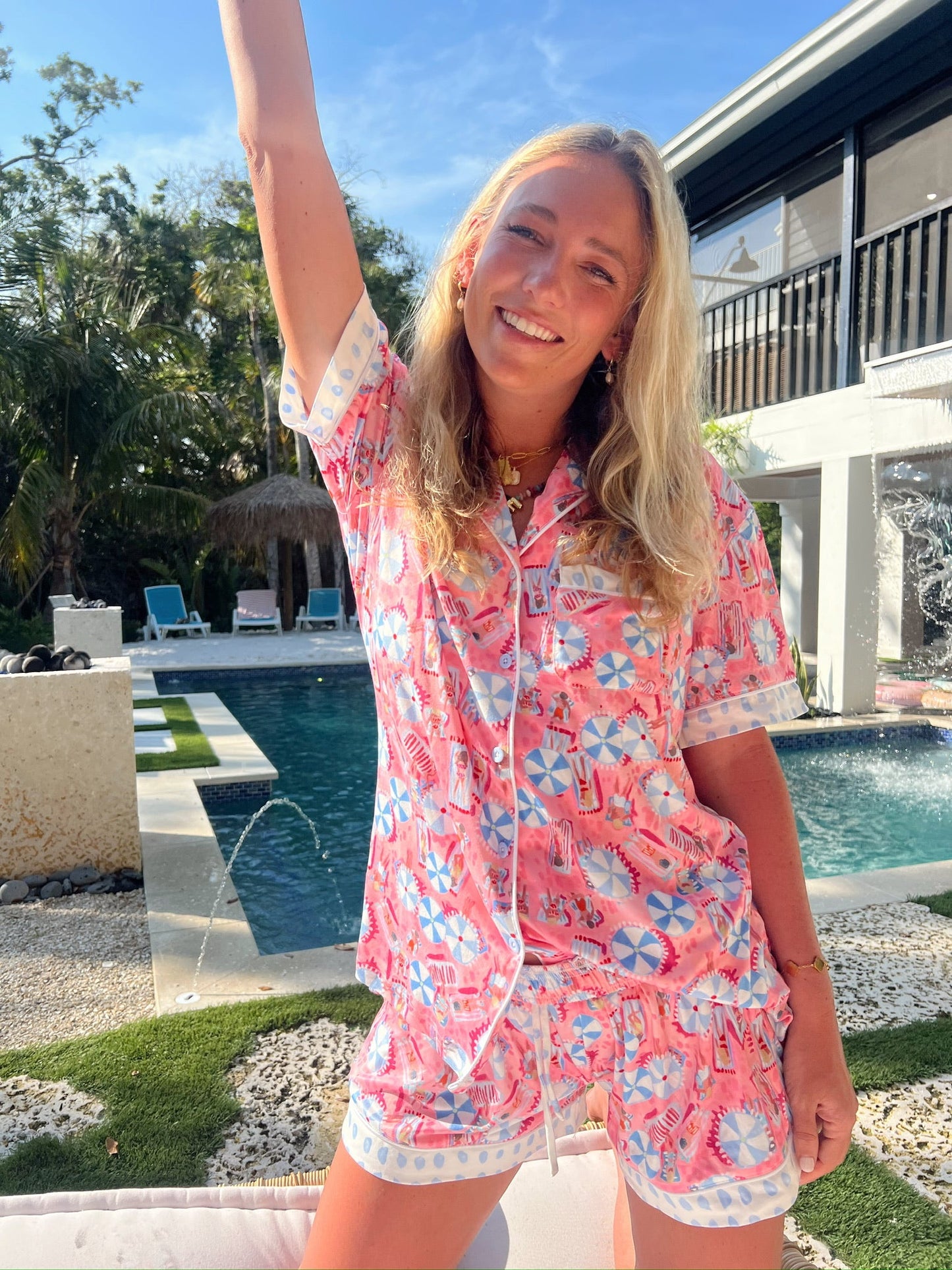 Pink Beach - Short Sleeve Pajama Set