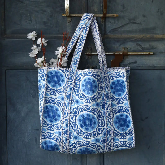 Moroccan Floral Design Cotton Tote Bag