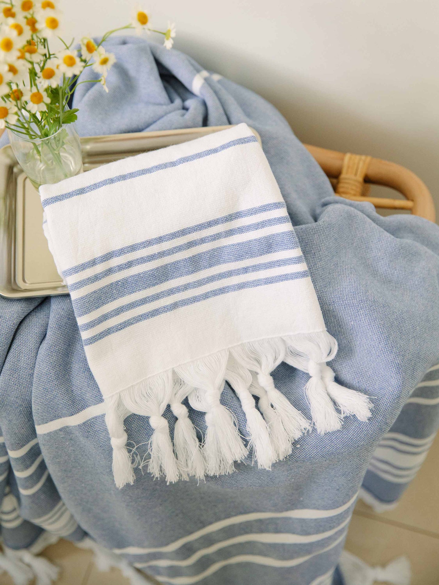 White Azul Classic Turkish Hand Towel