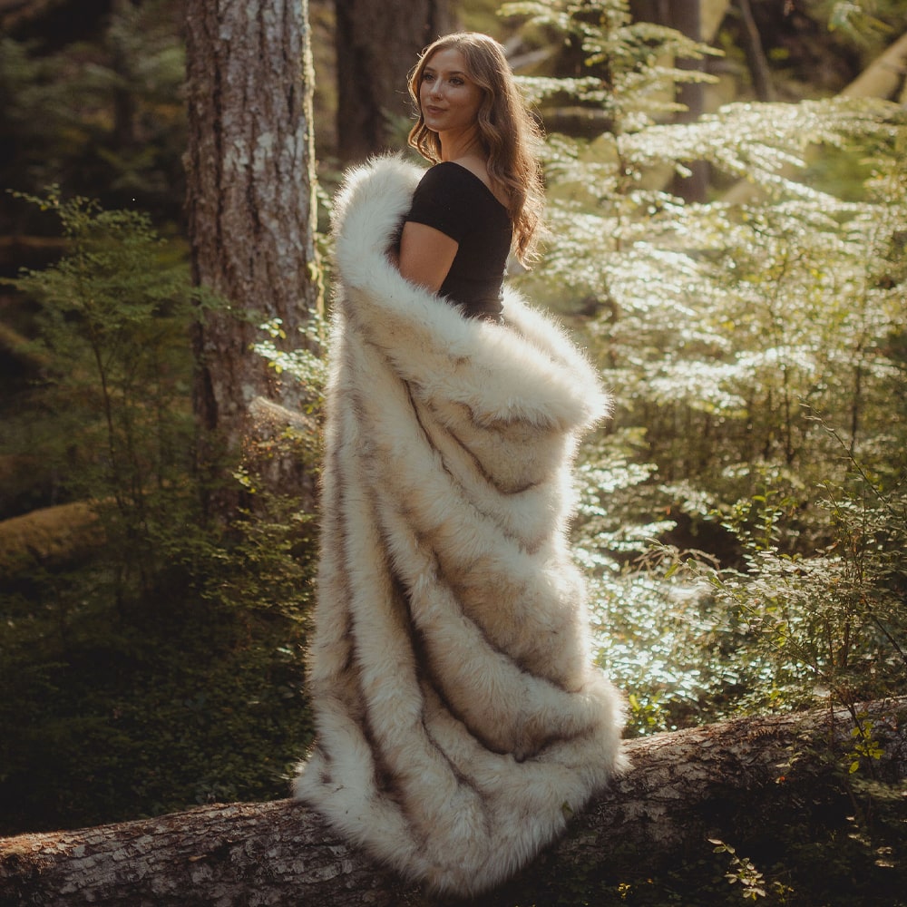 Turquoise Rain Dance Faux Fur Blanket