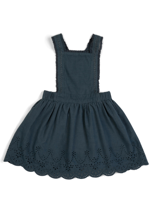 Elea | Corduroy Cotton Anglaise Dress | Vintage Blue