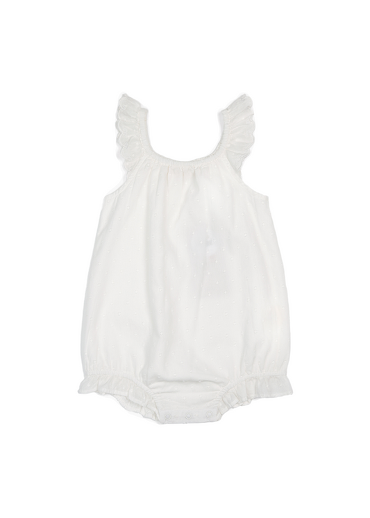 Calliope | Swiss Dot Embroidered Romper | Antique Ivory
