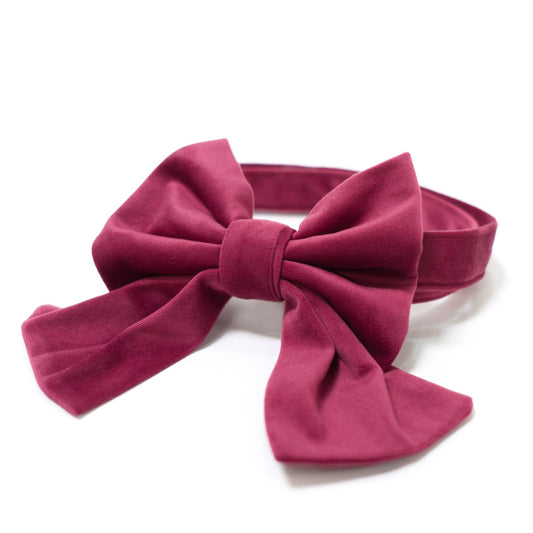 Velvet Mulberry Classic Dog Collar + Sailor Bow