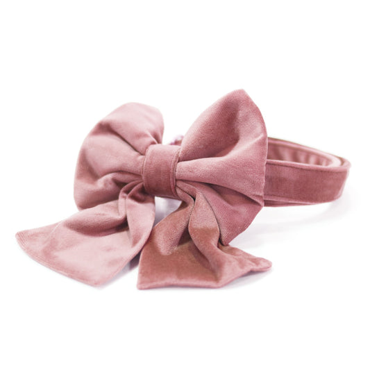Velvet Rose Blossom Classic Dog Collar + Sailor Bow