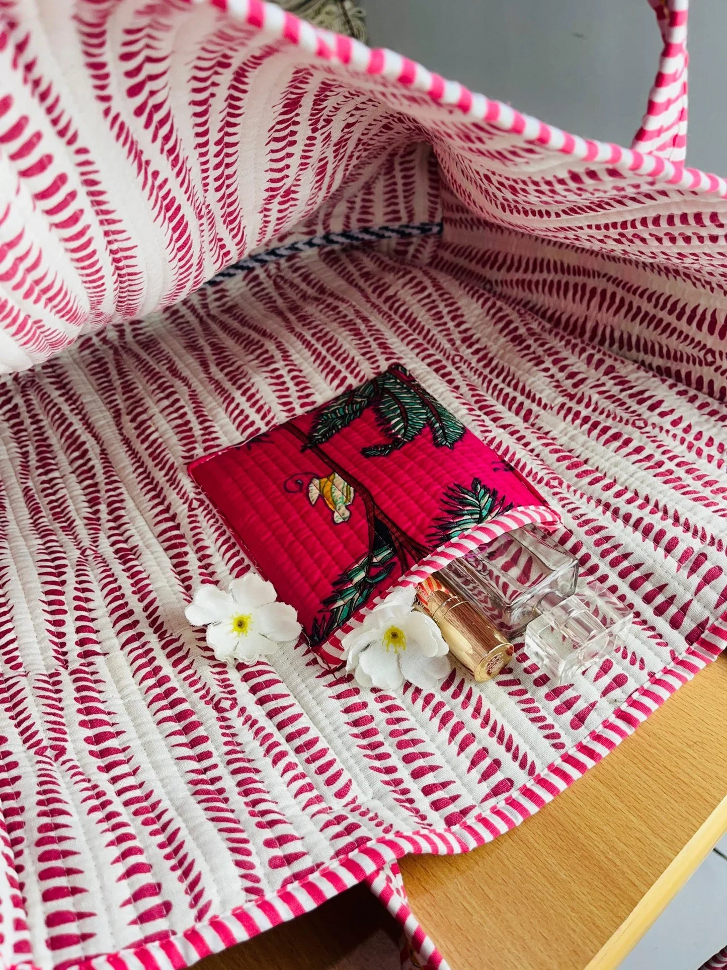 Raspberry Safari Style Cotton Tote Bag