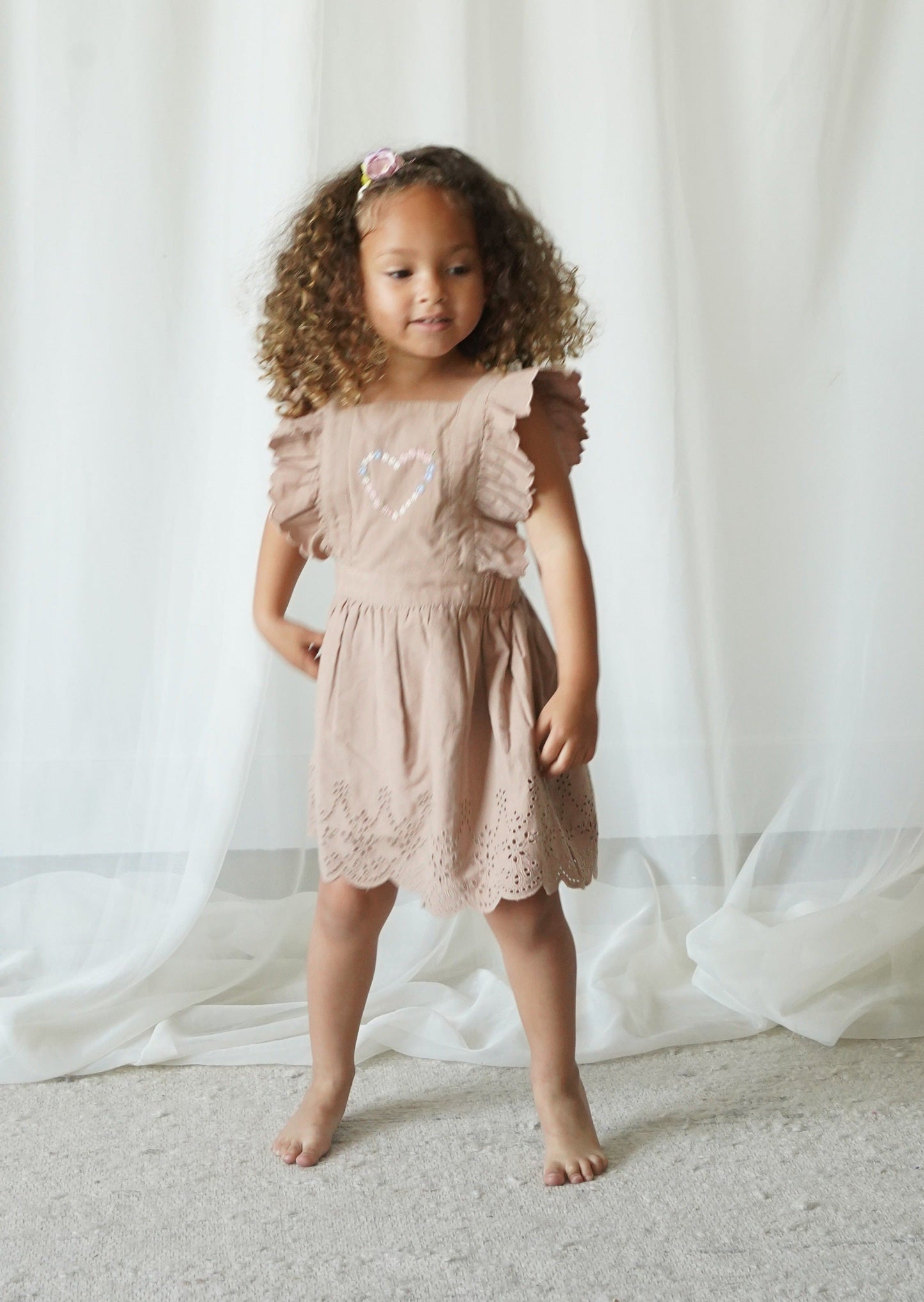 Baby Corduroy Cotton Anglaise Dress - Wistful Mauve