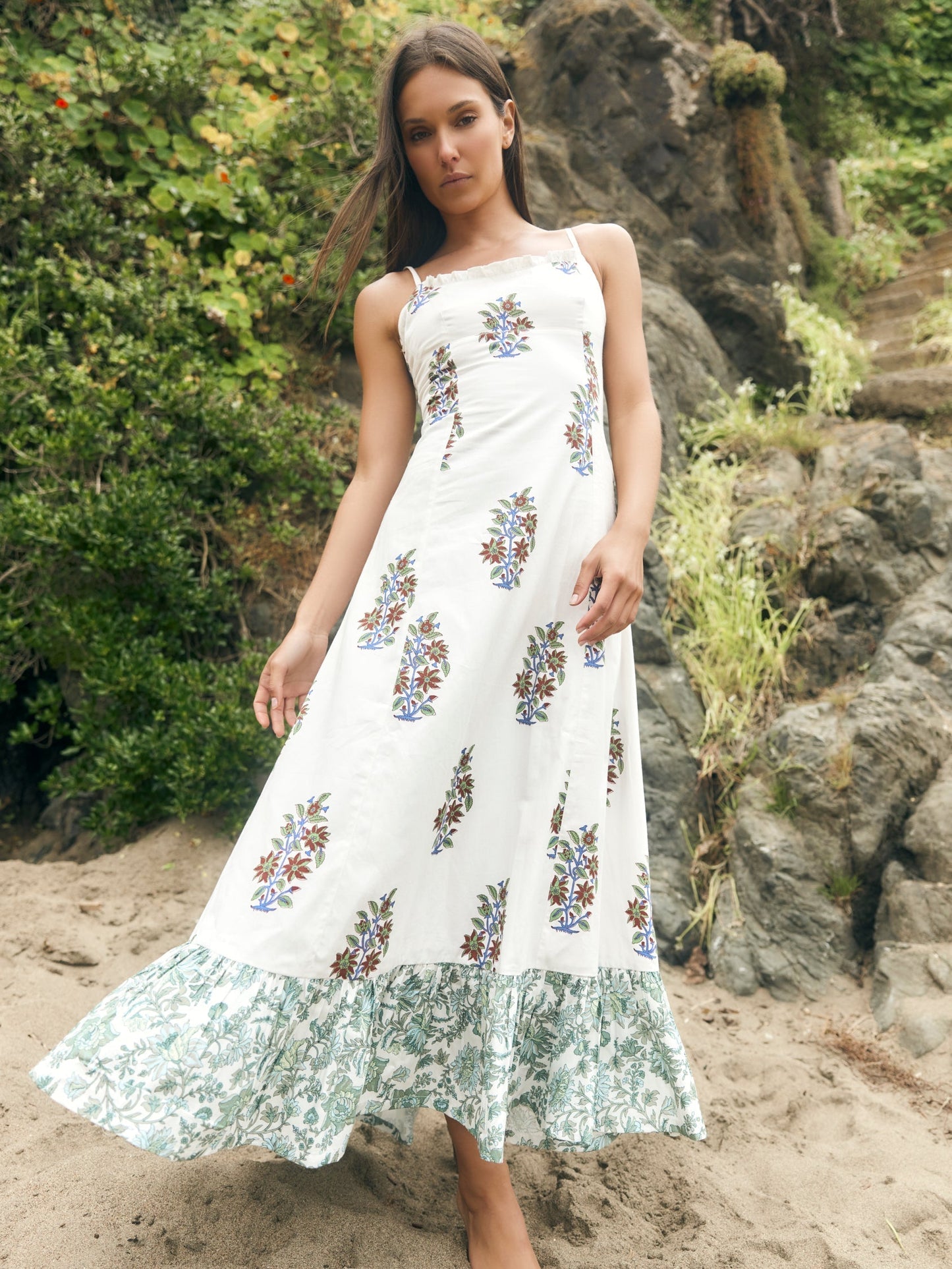 Octavia Dress - White with Bouquets