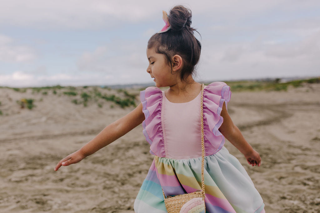 Kids Rainbow Earthtone tote - Leatherette strap