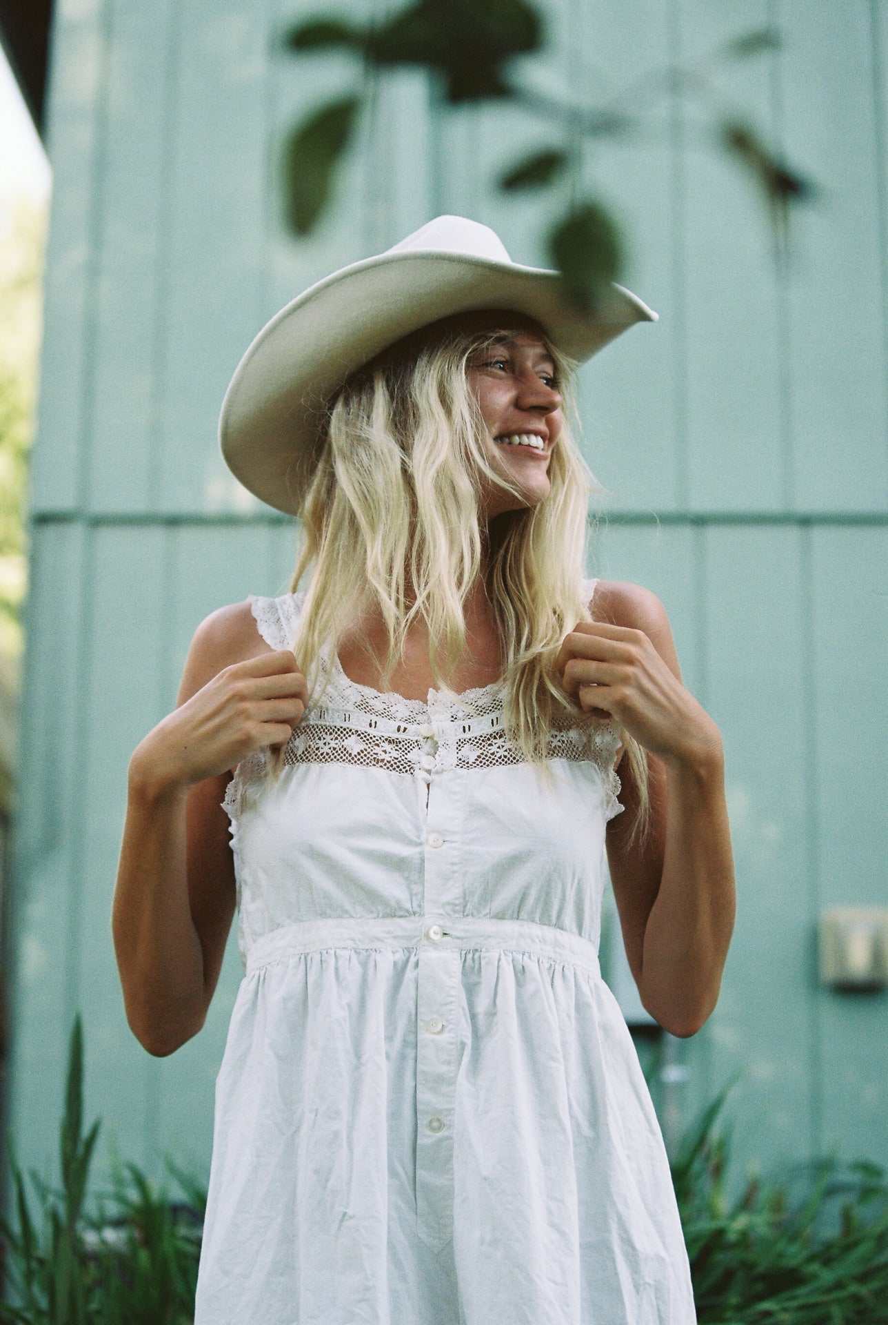 Brigette Dress - White Cotton and Lace Dress