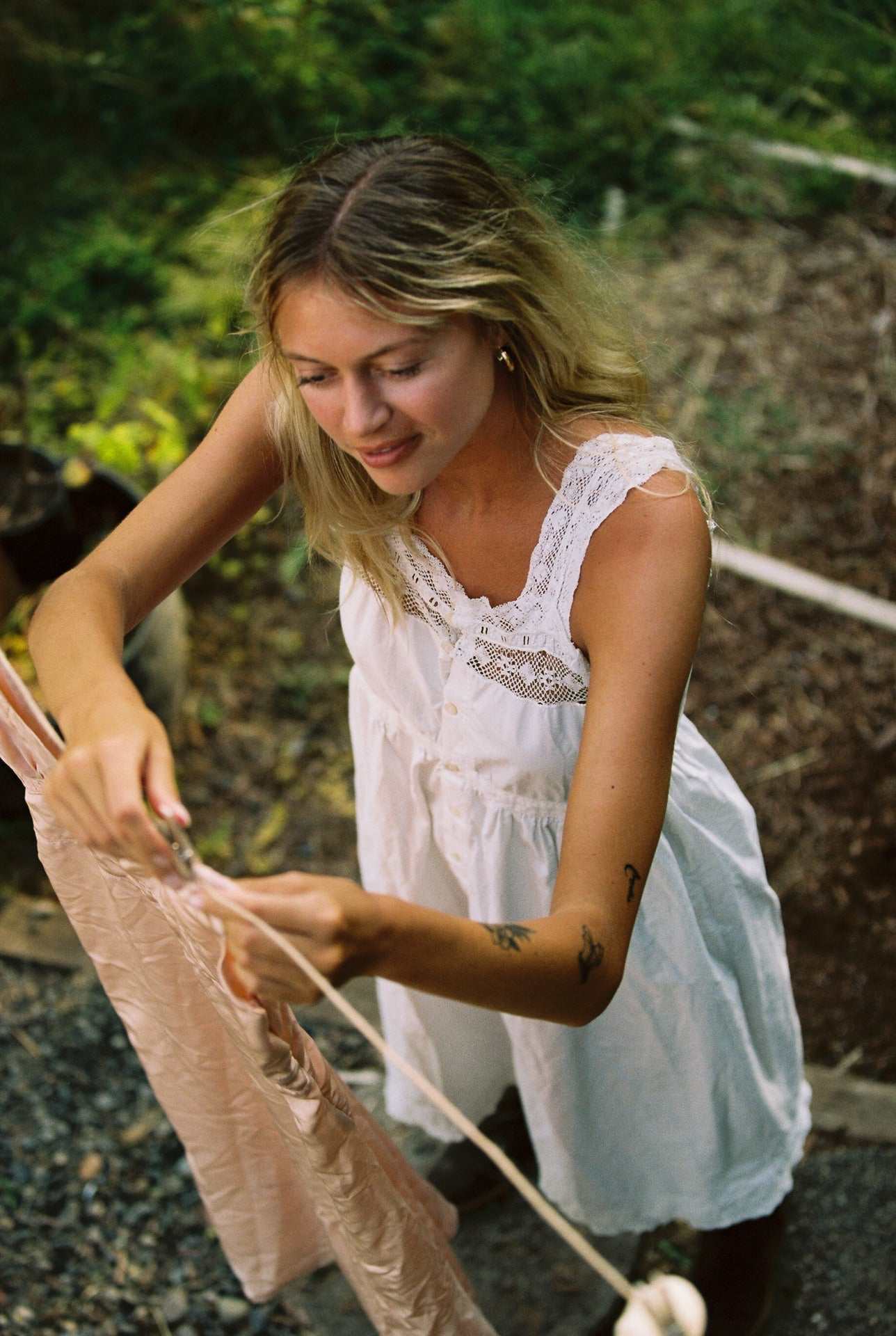Brigette Dress - White Cotton and Lace Dress