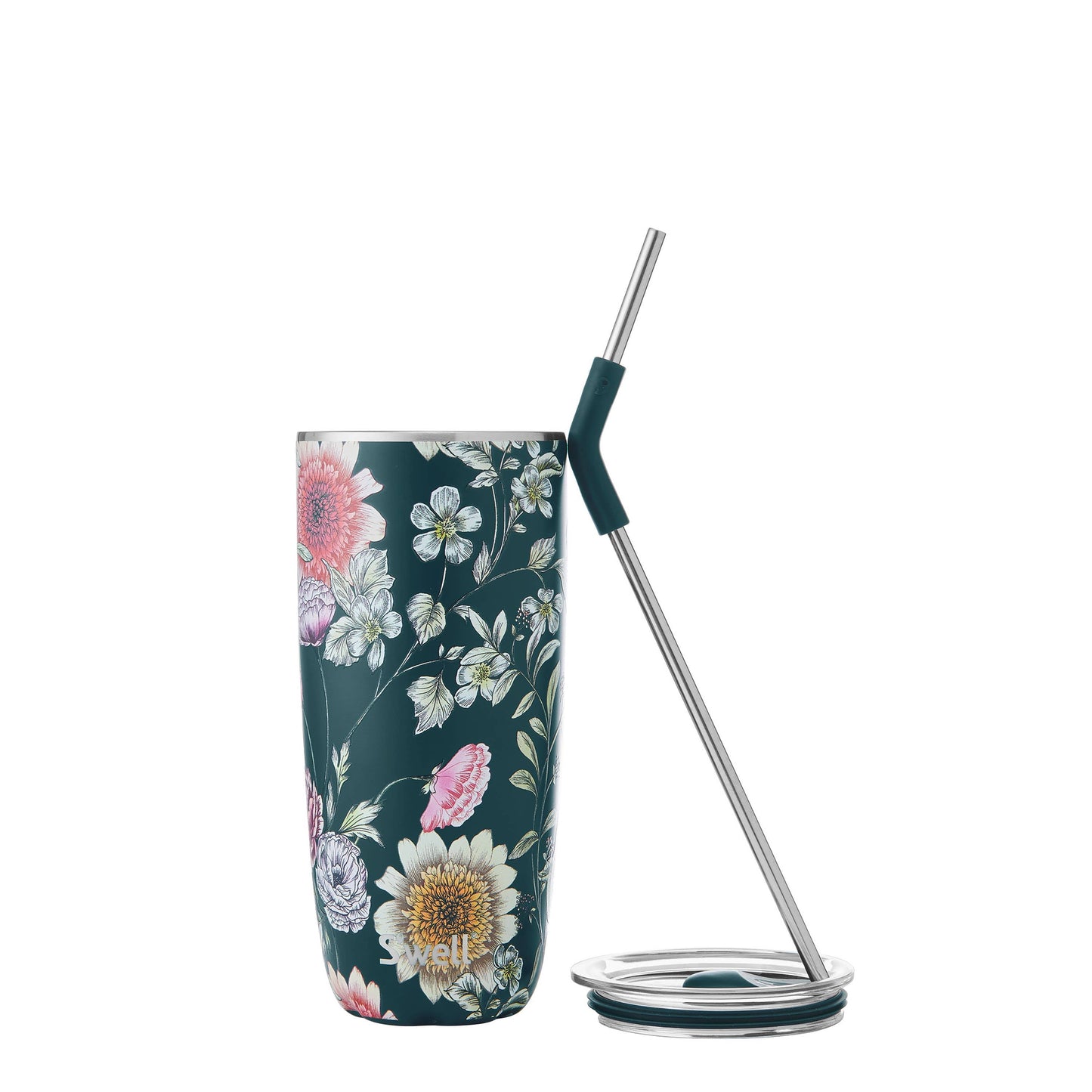 24oz Midnight Botanical Tumbler with Straw