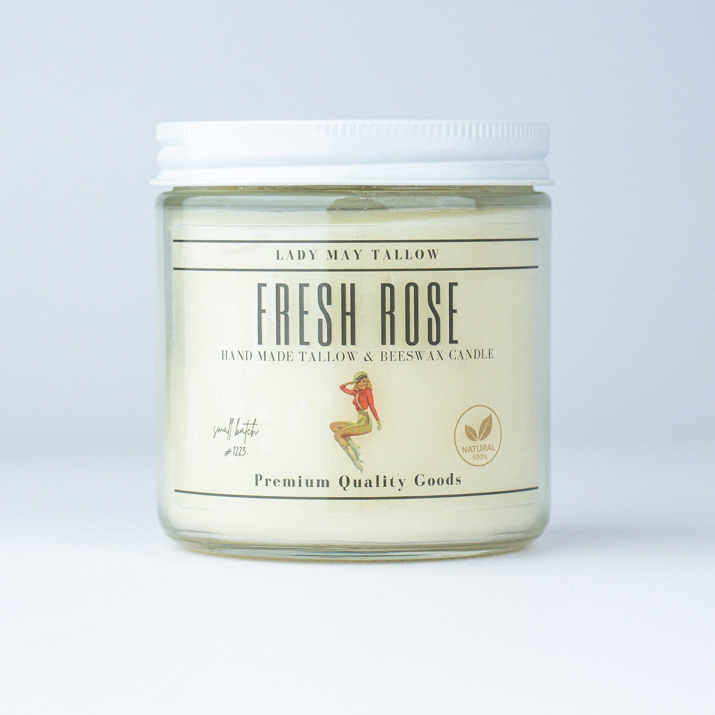 Rose-Scented Tallow & Beeswax Candle | Natural & Non-toxic Candle