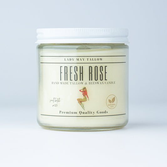Rose-Scented Tallow & Beeswax Candle | Natural & Non-toxic Candle