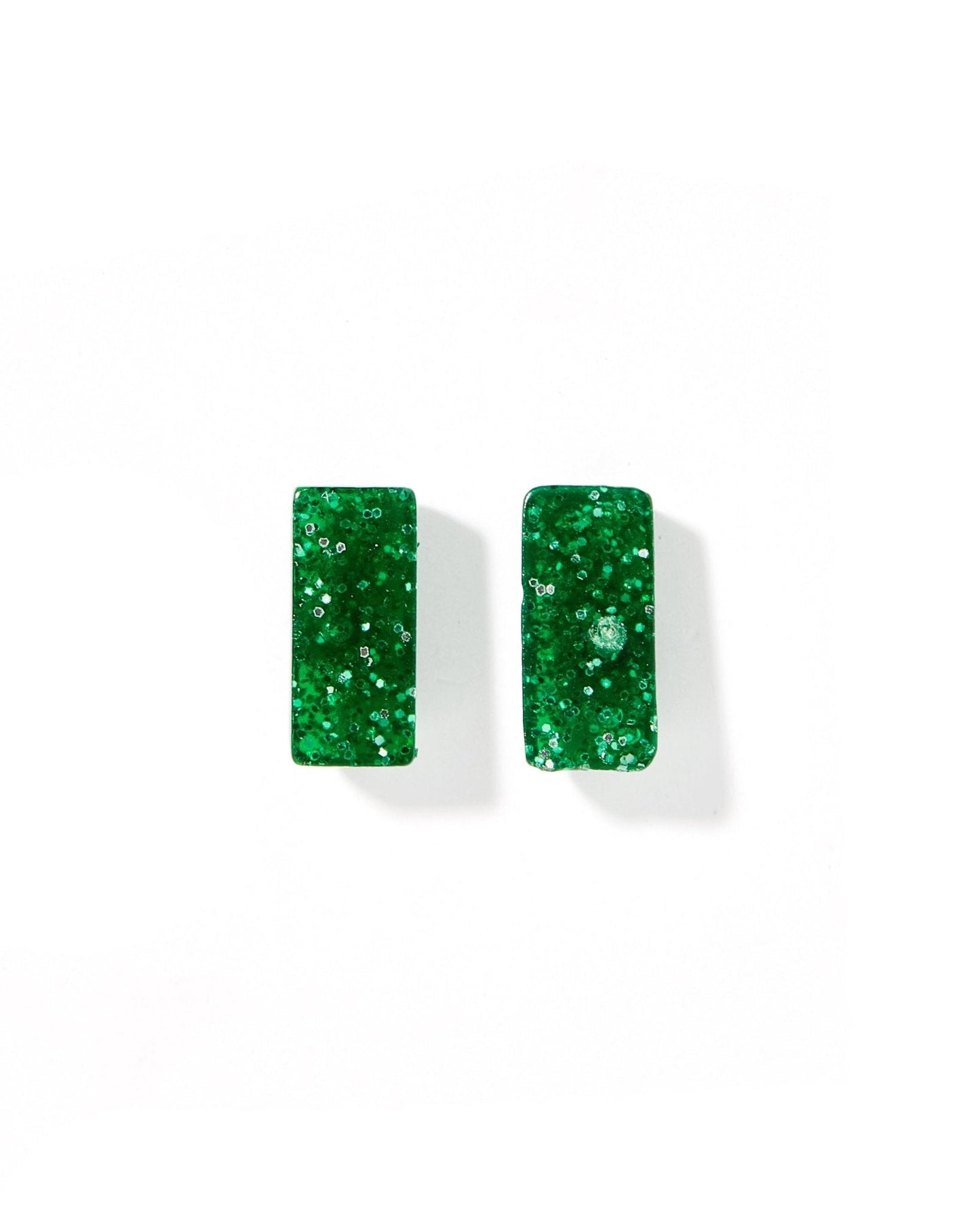 Caroline Stud - Green Glitter