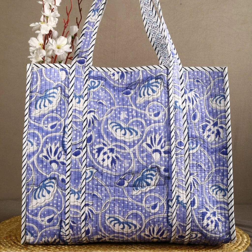 Blue Lotus Cotton Tote Bag