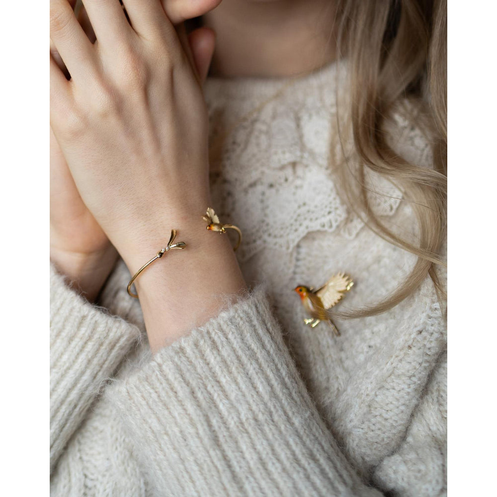 Enamel Flying Robin Brooch by Fable England