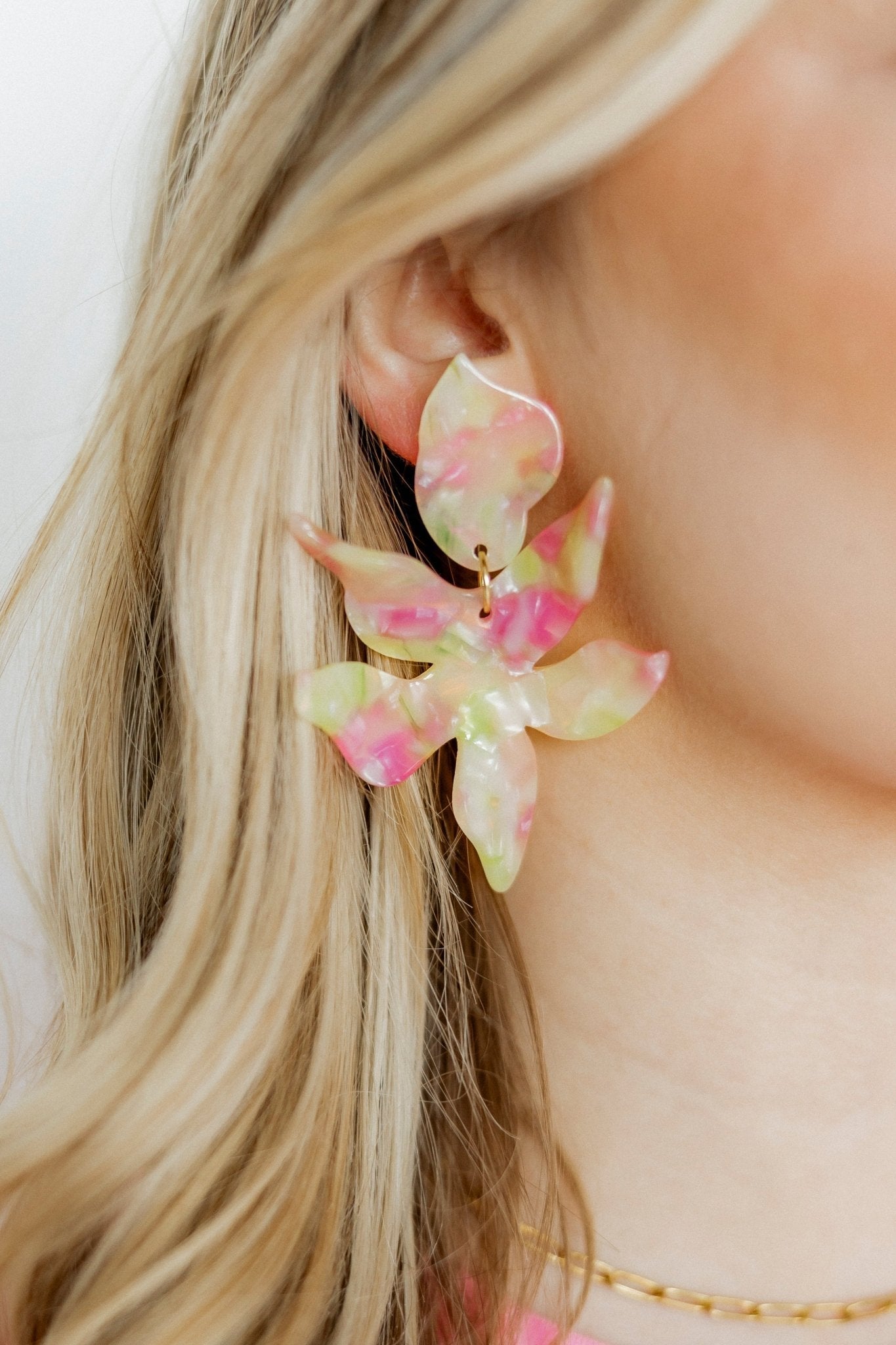 Flora Statement Earrings - Cherry Limeade