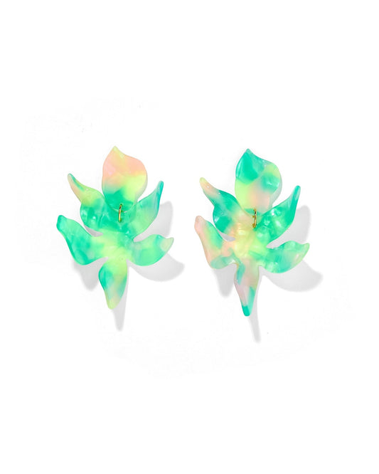 Flora Statement Earrings - Teal Seaglass
