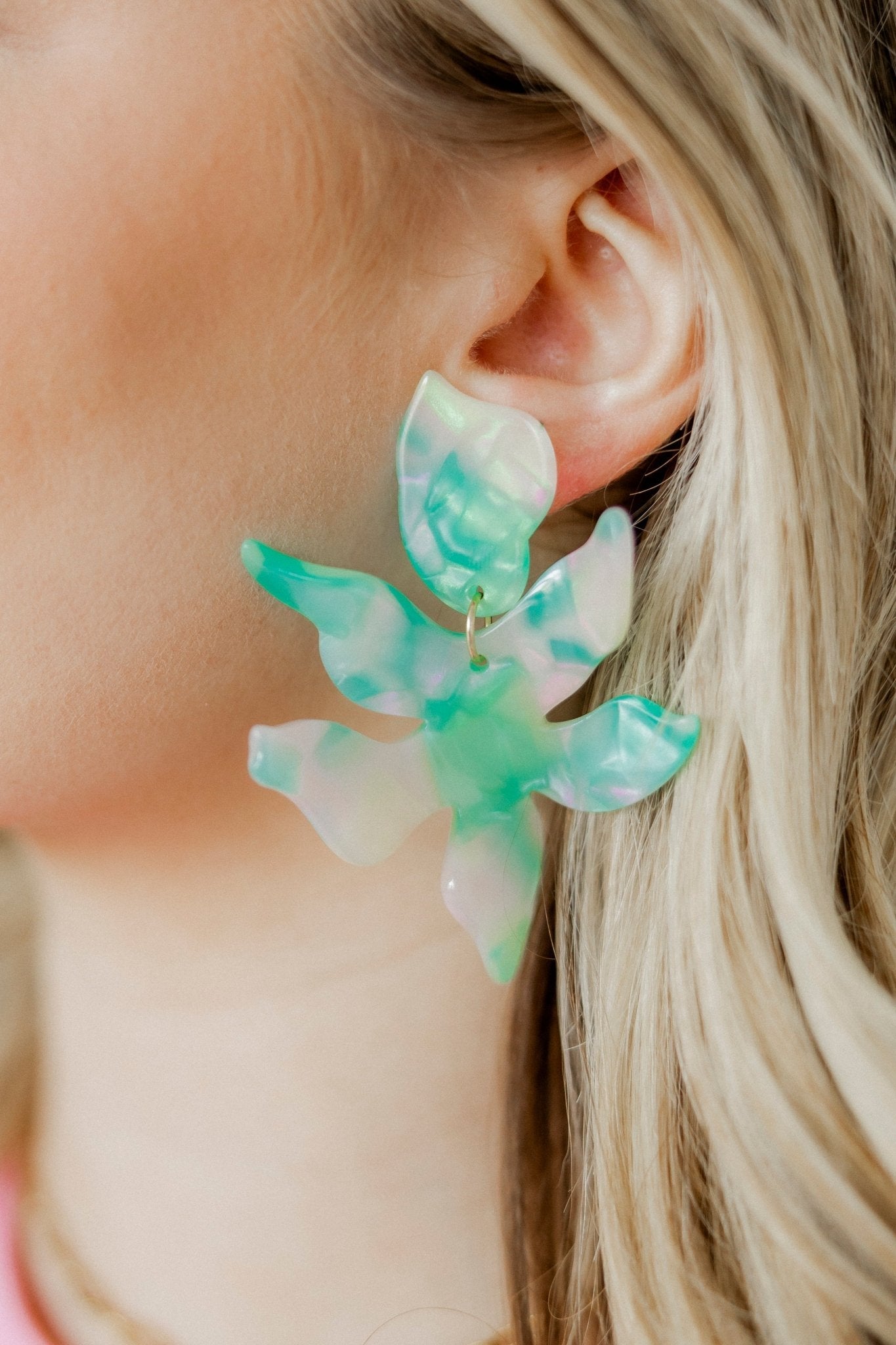 Flora Statement Earrings - Teal Seaglass