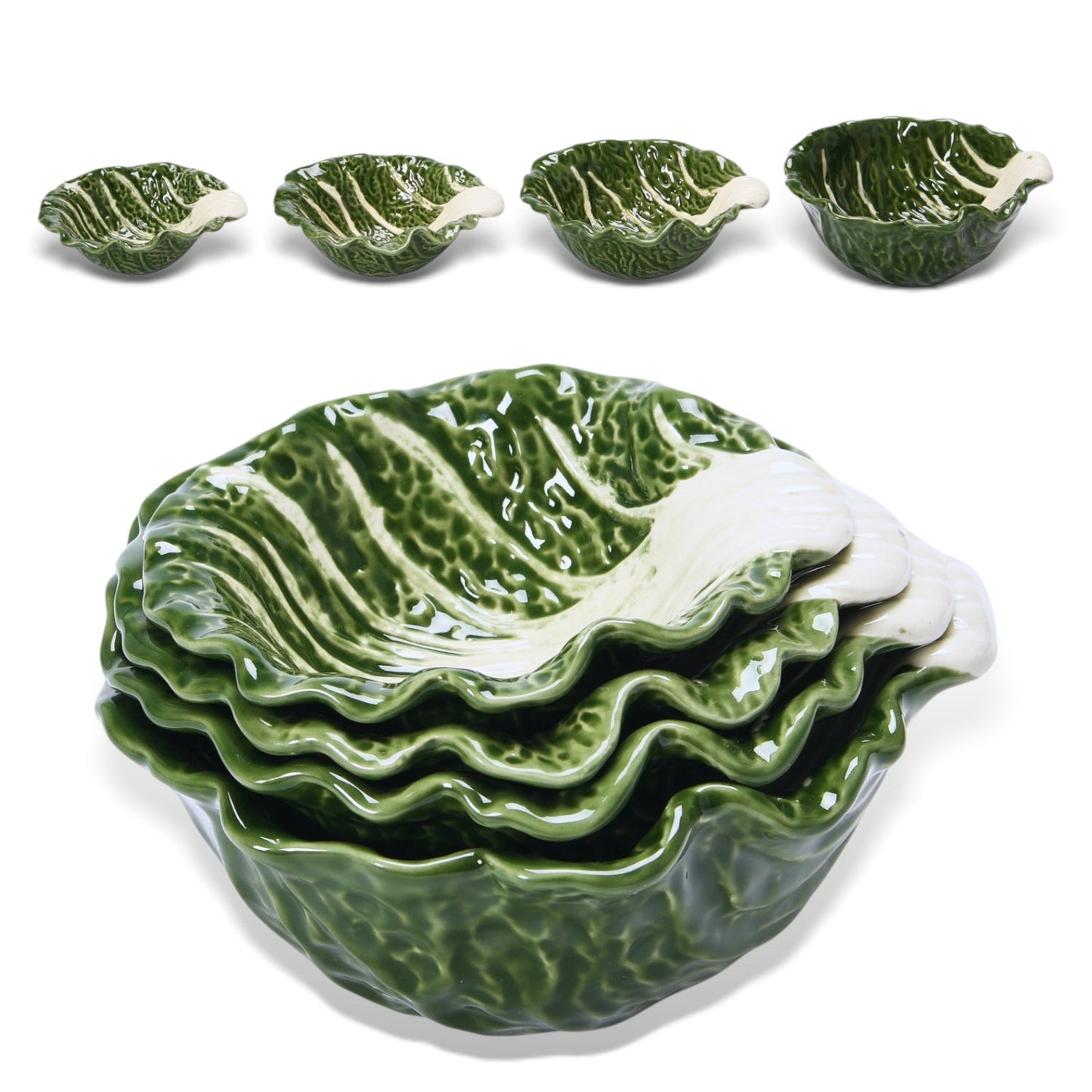 Green Cabbage Nesting Bowls | Set of 4