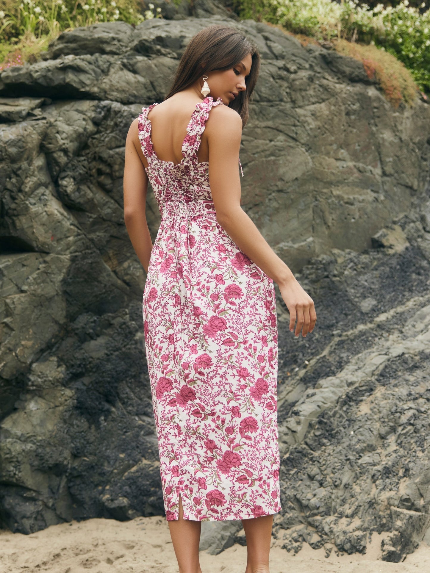 Bailey Midi Dress - Carmine Rose Floral