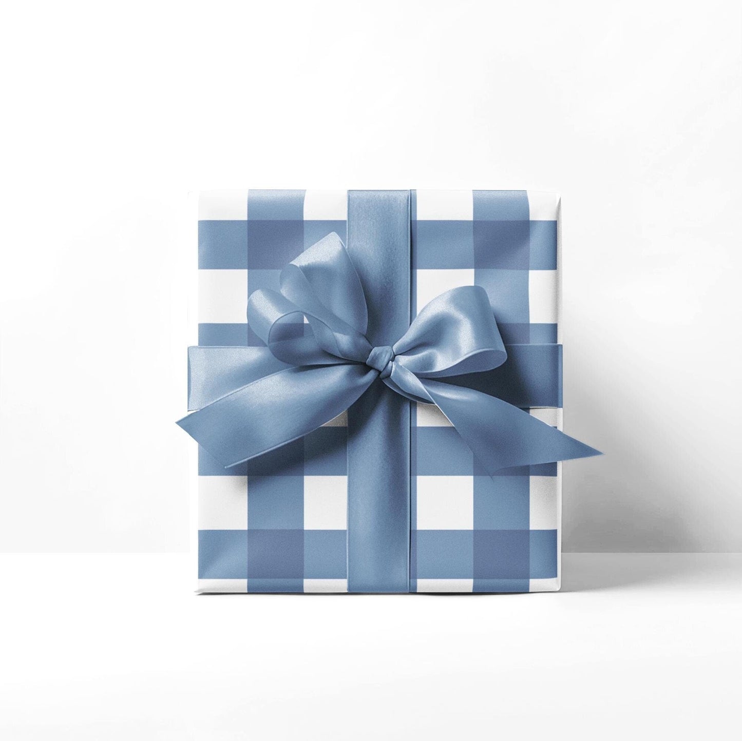 French Blue Gingham Wrapping Paper